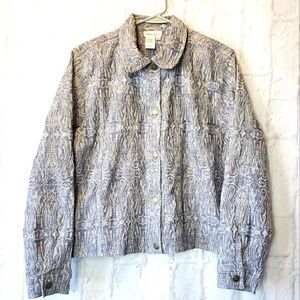 COLDWATER CREEK Button Front Jacket Embroidered Design